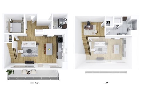 A diagram of a house showing the first floor and loft.